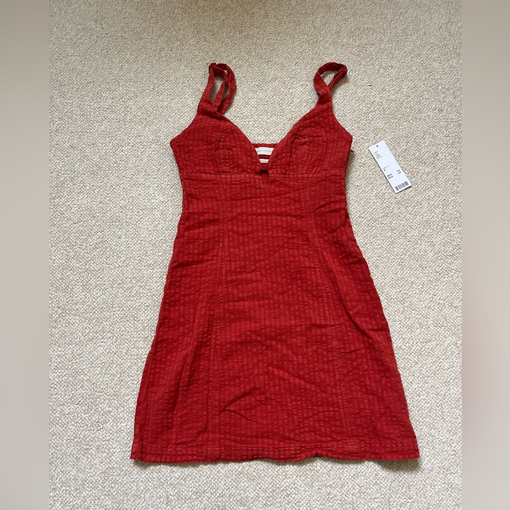 Urban Outfitters seersucker Textured V-Neck Mini Dress
